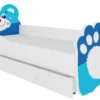 Lit Enfant Avec Motif Petit Lion Bleu 70x140 Ou 80x160 Cm - Matelas Inclus - Tiroir De Rangement