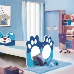 Lit Enfant Avec Motif Petit Lion Bleu 70x140 Ou 80x160 Cm - Matelas Inclus - Tiroir De Rangement -Repose Lit Soldes Boutique lit enfant avec motif petit lion bleu 70x140 ou 80x160 cm matelas inclus tiroir de rangement 3666722947183 1511637
