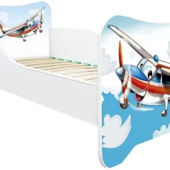 Lit Enfant Avec Sommier Et Matelas Avion 70x140 Cm