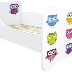 Lit Enfant Avec Sommier Et Matelas Chouettes 70x140 Cm