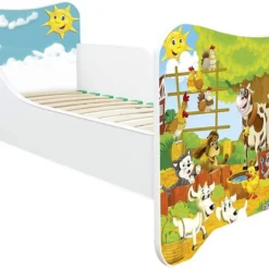 Lit Enfant Avec Sommier Et Matelas La Ferme 70x140 Cm