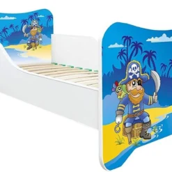 Lit Enfant Avec Sommier Et Matelas Pirate 70x140 Cm