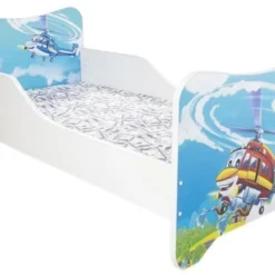 Repose Lit Soldes Boutique 6 Lit Enfant Avec Sommier Et Matelas Un Monde Joyeux Hélicoptère 80x160