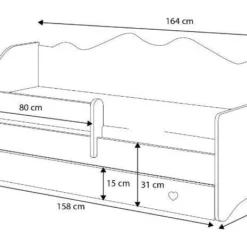 Lit Enfant Avec Tiroirs De Rangement Bois Blanc 80x160 Cm Petit Coeur Gris Kelly -Repose Lit Soldes Boutique lit enfant avec tiroirs de rangement bois blanc 80x160 cm petit coeur gris kelly 3666722947053 1510044