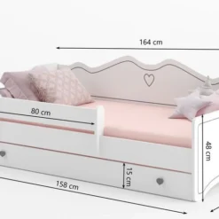 Lit Enfant Avec Tiroirs De Rangement Bois Blanc 80x160 Cm Petit Coeur Gris Kelly -Repose Lit Soldes Boutique lit enfant avec tiroirs de rangement bois blanc 80x160 cm petit coeur gris kelly 3666722947053 1510047