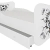 Lit Enfant Bois Blanc à Tiroirs Avec Imprimé Ballon De Football 70x140 Ou 80x160 Cm - Sommier Et Matelas Inclus - Ondula