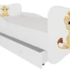 Lit Enfant Bois Blanc à Tiroirs Avec Imprimé Petit Roi Lion 70x140 Ou 80x160 Cm - Sommier Et Matelas Inclus - Ondula