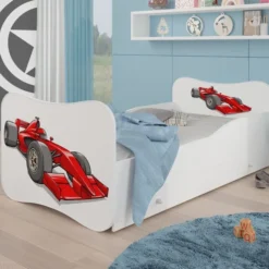 Lit Enfant Bois Blanc à Tiroirs Avec Imprimé Voiture De Course Rouge 70x140 Ou 80x160 Cm - Sommier Et Matelas Inclus - Ondula -Repose Lit Soldes Boutique lit enfant bois blanc a tiroirs avec imprime voiture de course rouge 70x140 ou 80x160 cm sommier et matelas inclus ondula 3666722947473 1512786