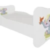 Lit Enfant Bois Blanc Imprimé éléphant 70x140 Ou 80x160 Cm - Sommier Et Matelas Inclus - Ondula