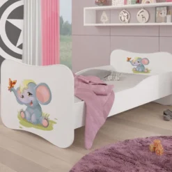 Lit Enfant Bois Blanc Imprimé éléphant 70x140 Ou 80x160 Cm - Sommier Et Matelas Inclus - Ondula -Repose Lit Soldes Boutique lit enfant bois blanc imprime chien et chat 70x140 ou 80x160 cm sommier et matelas inclus ondula 3666722955829 1512546