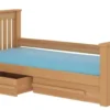 Lit Enfant Bois Pin Miel 90x200 Cm Avec 2 Tiroirs De Rangement Rallye