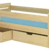 Lit Enfant Bois Pin Naturel 90x200 Cm Avec 2 Tiroirs De Rangement Kiko