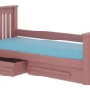 Lit Enfant Bois Pin Rose 90x200 Cm Avec 2 Tiroirs De Rangement Rallye