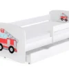 Lit Enfant Camion De Pompier Avec Sommiers Et Barrière De Sécurité Amovible Drimy