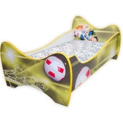 Lit Enfant Football 80x160 Cm - Sommier Et Matelas Inclus