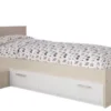 Lit Enfant L 90 X L 190 Cm - Décor Acacia Et Blanc Tiroir - Contemporain - CHARLEMAGNE