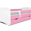 Lit Enfant Rose Avec Sommiers Et Barrière De Sécurité Amovible Drimy