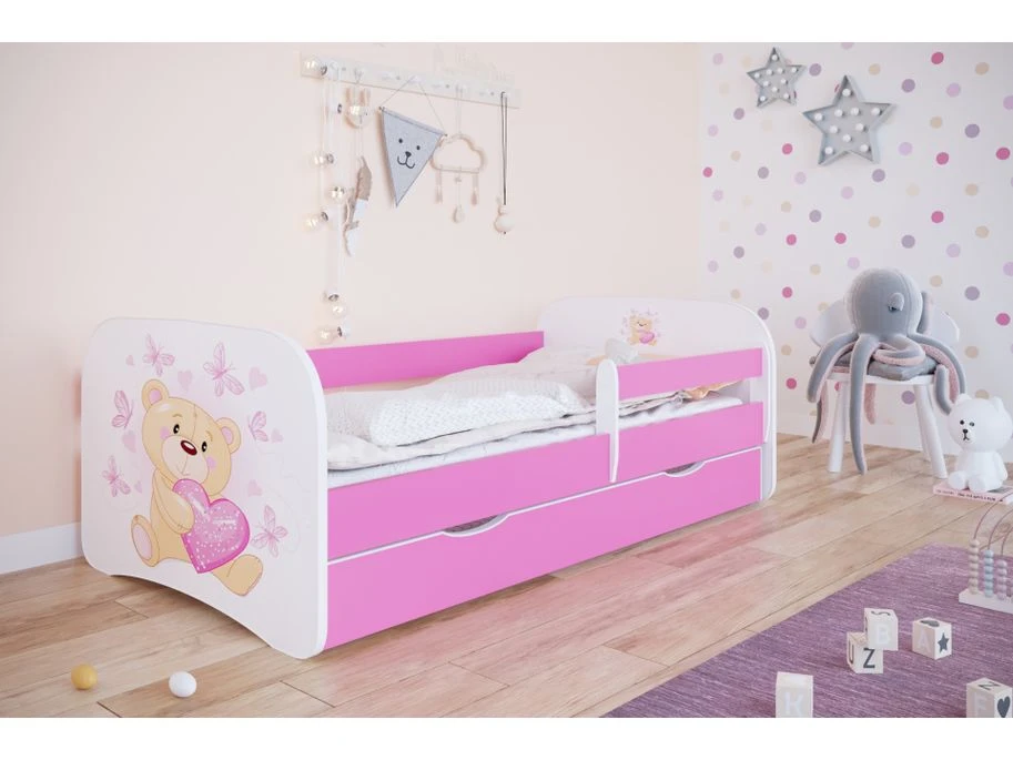 Lit Enfant Rose Papillons Avec Sommiers Et Barrière De Sécurité Amovible Drimy 4 Lit Enfant Rose Papillons Avec Sommiers Et Barrière De Sécurité Amovible Drimy – Image 2