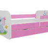 Lit Enfant Rose Petit éléphant Avec Sommiers Et Barrière De Sécurité Amovible Drimy
