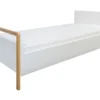 Lit Enfant Scandinave Blanc Et Bois De Chêne Vernis Vanka 80x180 Cm