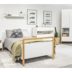 Lit Enfant Scandinave Blanc Et Bois De Chêne Vernis Vanka 80x180 Cm -Repose Lit Soldes Boutique lit enfant scandinave blanc et bois de chene vernis vanka 80x180 cm 3666722167536 1232925