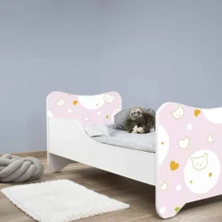 Lit Enfant Avec Sommier Et Matelas Kitty 70x140 Cm -Repose Lit Soldes Boutique lit enfant un monde joyeux kitty melamine blanc rose 70x140 cm 5902533410620 569370
