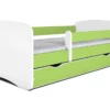 Lit Enfant Vert Avec Sommiers Et Barrière De Sécurité Amovible Drimy