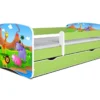 Lit Enfant Vert Safari Avec Sommiers Et Barrière De Sécurité Amovible Drimy