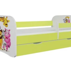 Lit Enfant Vert Zoo Avec Sommiers Et Barrière De Sécurité Amovible Drimy
