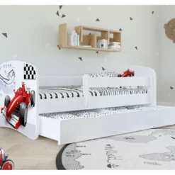 Lit Enfant Voiture De Course Avec Sommiers Et Barrière De Sécurité Amovible Drimy -Repose Lit Soldes Boutique lit enfant voiture de course avec sommiers et barriere de securite amovible drimy 3666722172684 1225700