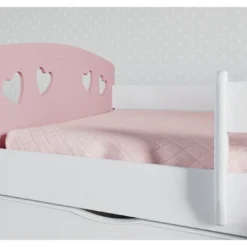 Lit Fille Orné De Cœurs Avec Barrière De Sécurité Amovible Rose Myra -Repose Lit Soldes Boutique lit fille orne de c urs avec barriere de securite amovible rose myra 3666722174206 1223745