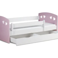 Lit Fille Orné De Cœurs Avec Barrière De Sécurité Amovible Rose Myra -Repose Lit Soldes Boutique lit fille orne de c urs avec barriere de securite amovible rose myra 3666722174206 1223755