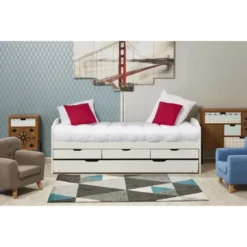 Lit Gigogne 4 Tiroirs Pin Massif Blanc Cezar 90x190 Cm -Repose Lit Soldes Boutique lit gigogne 4 tiroirs pin massif blanc larsen 90x190 cm 3248114150038 413803