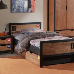 Lit Gigogne Avec Sommier Pin Massif Foncé Et Noir Alex 90x200 Cm -Repose Lit Soldes Boutique lit gigogne avec sommier pin massif fonce et noir alex 90x200 cm 5420070225076 695913