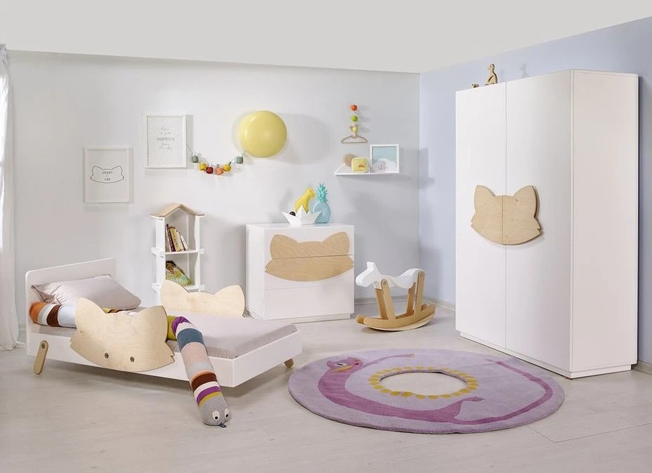 Lit Laqué Blanc à Motif Renard Bois Clair Fox 70 5 Lit Laqué Blanc à Motif Renard Bois Clair Fox 70 – Image 3