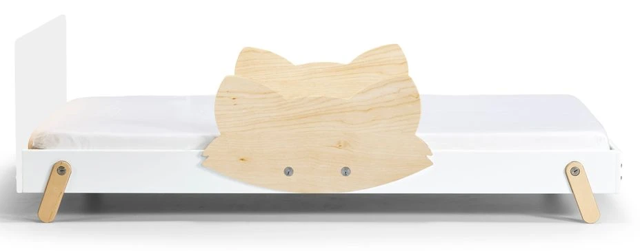 Lit Laqué Blanc à Motif Renard Bois Clair Fox 90x190 Cm 3 Lit Laqué Blanc à Motif Renard Bois Clair Fox 90x190 Cm