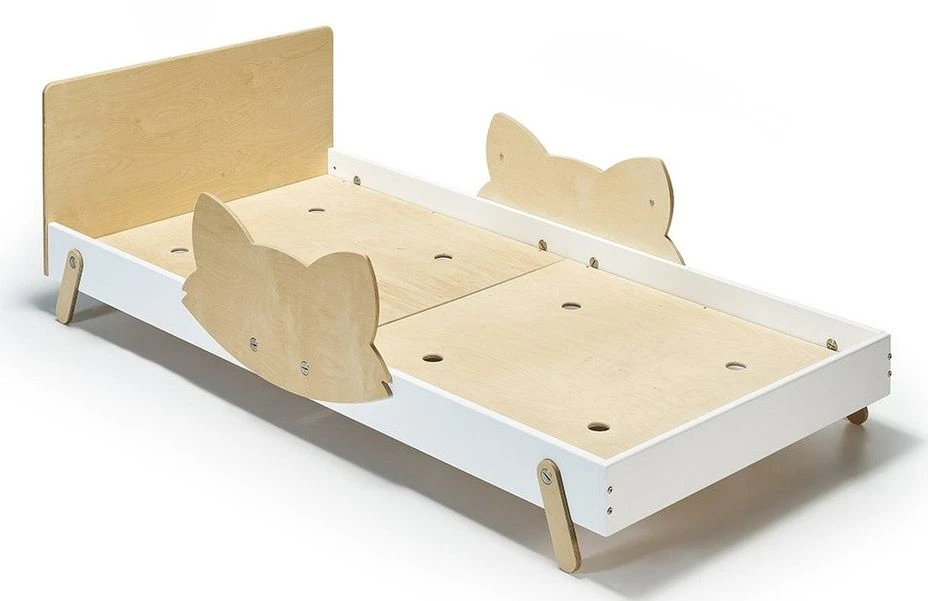 Lit Laqué Blanc à Motif Renard Bois Clair Fox 90x190 Cm 4 Lit Laqué Blanc à Motif Renard Bois Clair Fox 90x190 Cm – Image 2