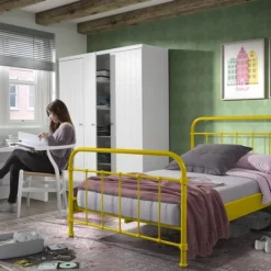 Lit Métal Jaune New York 120x200 Cm -Repose Lit Soldes Boutique lit metal jaune new york 120x200 cm 5420070218122 208636