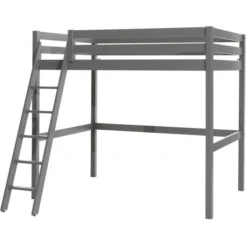 Lit Mezzanine 140x200 Cm Pin Massif Laqué Gris Pino