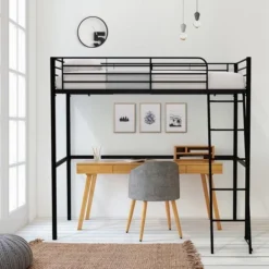 Lit Mezzanine 90 X 190 Cm En Métal Noir Elio 9 Lit Mezzanine 90 X 190 Cm En Métal Noir Elio -Repose Lit Soldes Boutique lit mezzanine 90 x 190 cm en metal noir elio 3612400210773 487213