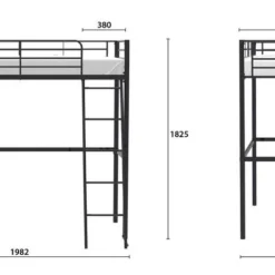 Lit Mezzanine 90 X 190 Cm En Métal Noir Elio 11 Lit Mezzanine 90 X 190 Cm En Métal Noir Elio -Repose Lit Soldes Boutique lit mezzanine 90 x 190 cm en metal noir elio 3612400210773 487215