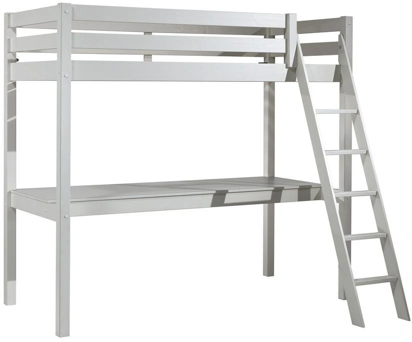 Lit Mezzanine 90x200 Cm Avec Bureau Pin Massif Blanc Pino 3 Lit Mezzanine 90x200 Cm Avec Bureau Pin Massif Blanc Pino