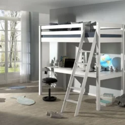 Lit Mezzanine 90x200 Cm Avec Bureau Pin Massif Blanc Pino 8 Lit Mezzanine 90x200 Cm Avec Bureau Pin Massif Blanc Pino -Repose Lit Soldes Boutique lit mezzanine 90x200 cm avec bureau pin massif blanc pino 5420070235037 717155