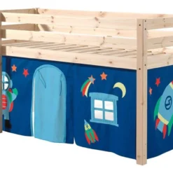 Lit Mezzanine 90x200 Cm Avec Tente Astra Pin Massif Clair Pino