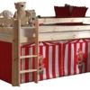 Lit Mezzanine 90x200 Cm Avec Tente Clown Pin Massif Clair Pino