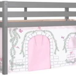 Lit Mezzanine 90x200 Cm Avec Tente Contra Pin Massif Gris Pino