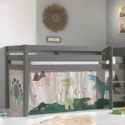 Lit Mezzanine 90x200 Cm Avec Tente Dinosaure Pin Massif Gris Pino -Repose Lit Soldes Boutique lit mezzanine 90x200 cm avec tente dinosaure pin massif gris pino 5420070236522 696897