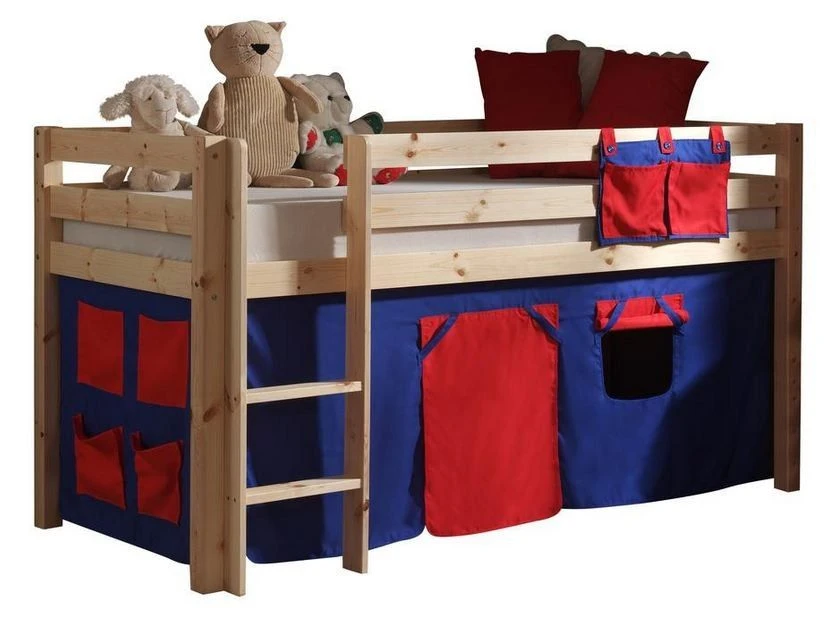 Lit Mezzanine 90x200 Cm Avec Tente Domino Pin Massif Clair Pino 3 Lit Mezzanine 90x200 Cm Avec Tente Domino Pin Massif Clair Pino