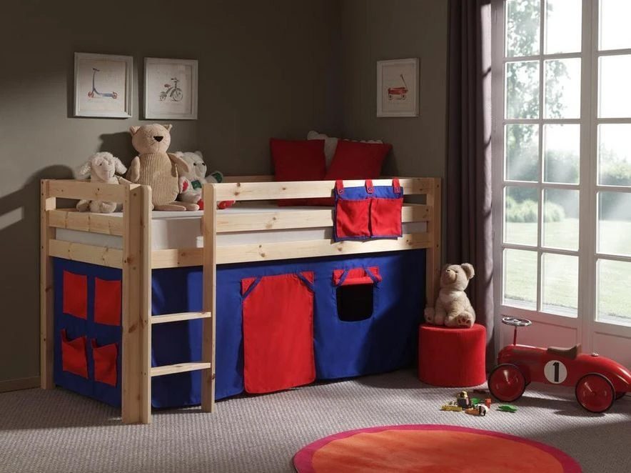 Lit Mezzanine 90x200 Cm Avec Tente Domino Pin Massif Clair Pino 5 Lit Mezzanine 90x200 Cm Avec Tente Domino Pin Massif Clair Pino – Image 3