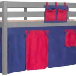 Lit Mezzanine 90x200 Cm Avec Tente Domino Pin Massif Gris Pino